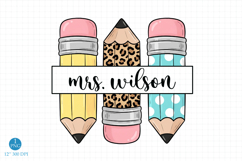 Pencils Custom Name Design PNG, Back to School Sublimation Product Image 1