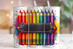 Teacher Tumbler Wrap Sublimation, Pencils Tumbler Wrap PNG Product Image 1