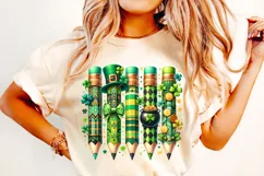 St Patrick's Day Teacher PNG, Pencils PNG, School PNG, Lucky Product Image 1
