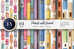 Pencils with Small Windows Carved Watercolor Digital Paper Product Image 1