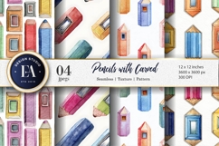 Watercolor Pencils Carved with Windows Craft Digital Paper Product Image 1