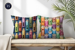 Hand-Painted Pencil Houses Seamless Pattern Digital Paper Product Image 2
