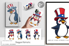Digital Paper Penguin Patriotic Product Image 1