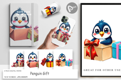 Digital Paper Penguin Gift Product Image 1