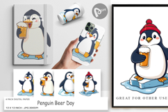 Digital Paper Penguin Beer Day Product Image 1