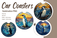 Penguin Stained Glass Car Coasters Printable Keychains Product Image 1