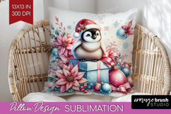 Penguin Pastel Christmas Pillow Sublimation Coquette Xmas Product Image 1