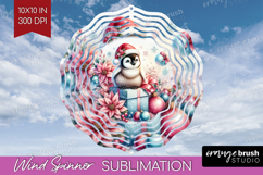 Penguin Pastel Christmas Wind Spinner Sublimation PNG Product Image 1