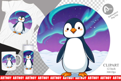Penguin with Aurora Clipart Product Image 1