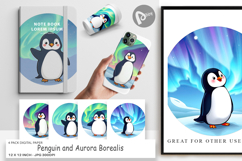 Digital Paper Penguin and Aurora Borealis Product Image 1