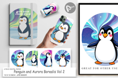 Digital Paper Penguin and Aurora Borealis Product Image 1