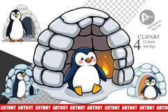 Penguin with Igloo Clipart Product Image 1