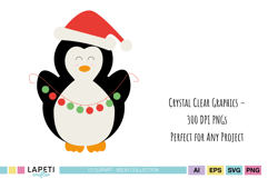 Penguin ice skating winter holiday clipart