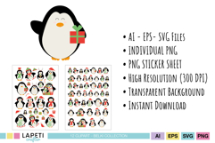 Winter penguin with earmuffs and scarf holiday PNG