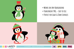 Penguin in striped scarf festive Christmas PNG