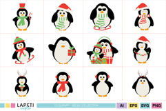 Santa hat penguin Christmas clipart for crafts