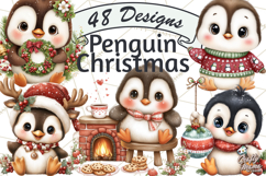 Christmas Penguin PNG Cute Kawaii Holiday Clipart Product Image 1