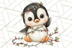 Christmas Penguin PNG Cute Kawaii Holiday Clipart Product Image 5