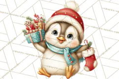 Christmas Penguin PNG Cute Kawaii Holiday Clipart Product Image 2