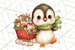 Christmas Penguin PNG Cute Kawaii Holiday Clipart Product Image 3