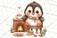 Christmas Penguin PNG Cute Kawaii Holiday Clipart Product Image 4
