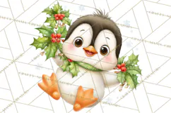 Christmas Penguin PNG Cute Kawaii Holiday Clipart Product Image 5
