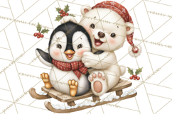 Christmas Penguin PNG Cute Kawaii Holiday Clipart Product Image 3