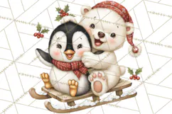 Christmas Penguin PNG Cute Kawaii Holiday Clipart Product Image 3