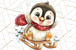 Christmas Penguin PNG Cute Kawaii Holiday Clipart Product Image 4