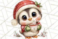 Christmas Penguin PNG Cute Kawaii Holiday Clipart Product Image 5