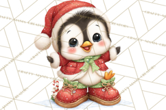 Christmas Penguin PNG Cute Kawaii Holiday Clipart Product Image 2