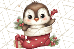 Christmas Penguin PNG Cute Kawaii Holiday Clipart Product Image 3