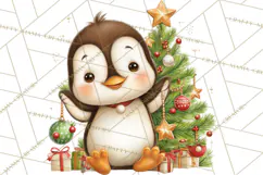 Christmas Penguin PNG Cute Kawaii Holiday Clipart Product Image 4
