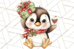 Christmas Penguin PNG Cute Kawaii Holiday Clipart Product Image 5