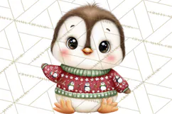 Christmas Penguin PNG Cute Kawaii Holiday Clipart Product Image 3