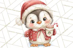Christmas Penguin PNG Cute Kawaii Holiday Clipart Product Image 5