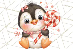 Christmas Penguin PNG Cute Kawaii Holiday Clipart Product Image 2