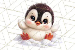 Christmas Penguin PNG Cute Kawaii Holiday Clipart Product Image 3