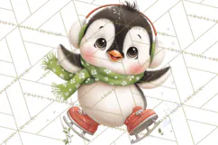 Christmas Penguin PNG Cute Kawaii Holiday Clipart Product Image 4