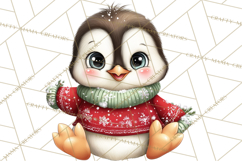 Christmas Penguin PNG Cute Kawaii Holiday Clipart Product Image 2