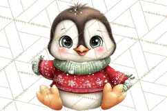 Christmas Penguin PNG Cute Kawaii Holiday Clipart Product Image 2