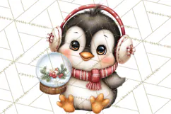 Christmas Penguin PNG Cute Kawaii Holiday Clipart Product Image 3