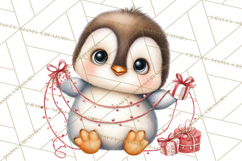 Christmas Penguin PNG Cute Kawaii Holiday Clipart Product Image 2