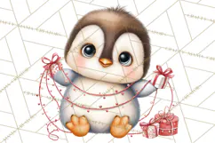 Christmas Penguin PNG Cute Kawaii Holiday Clipart Product Image 2