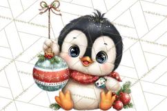 Christmas Penguin PNG Cute Kawaii Holiday Clipart Product Image 4