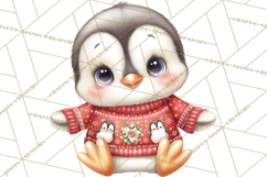 Christmas Penguin PNG Cute Kawaii Holiday Clipart Product Image 5