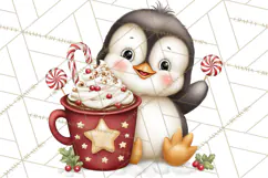 Christmas Penguin PNG Cute Kawaii Holiday Clipart Product Image 3