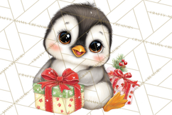 Christmas Penguin PNG Cute Kawaii Holiday Clipart Product Image 5