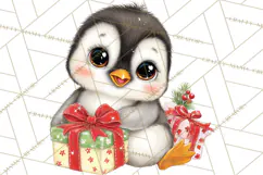 Christmas Penguin PNG Cute Kawaii Holiday Clipart Product Image 5