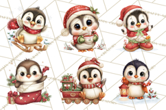Christmas Penguin PNG Cute Kawaii Holiday Clipart Product Image 3